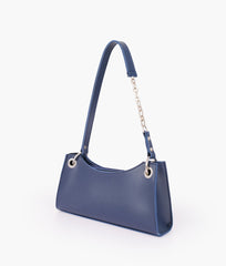 Blue elongated chain handle purse