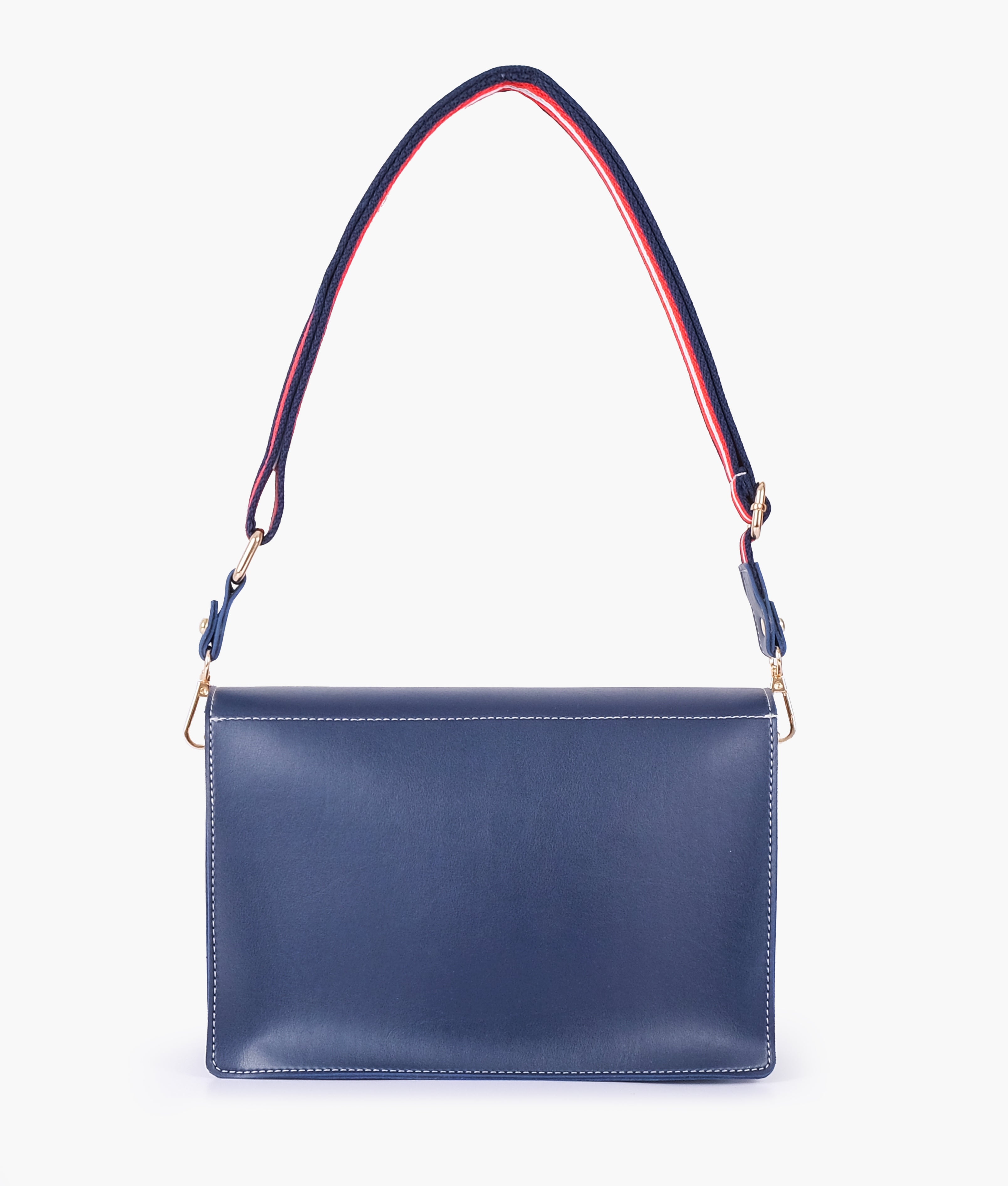 Blue half flap cross-body bag