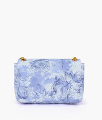 Blue printed mini bag with chain