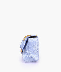 Blue printed mini bag with chain