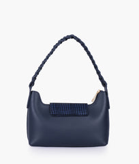 Blue purse with braided strap