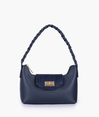 Blue purse with braided strap