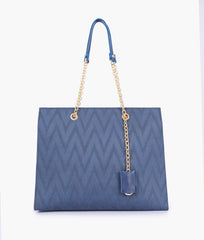 Blue zig-zag pattern tote