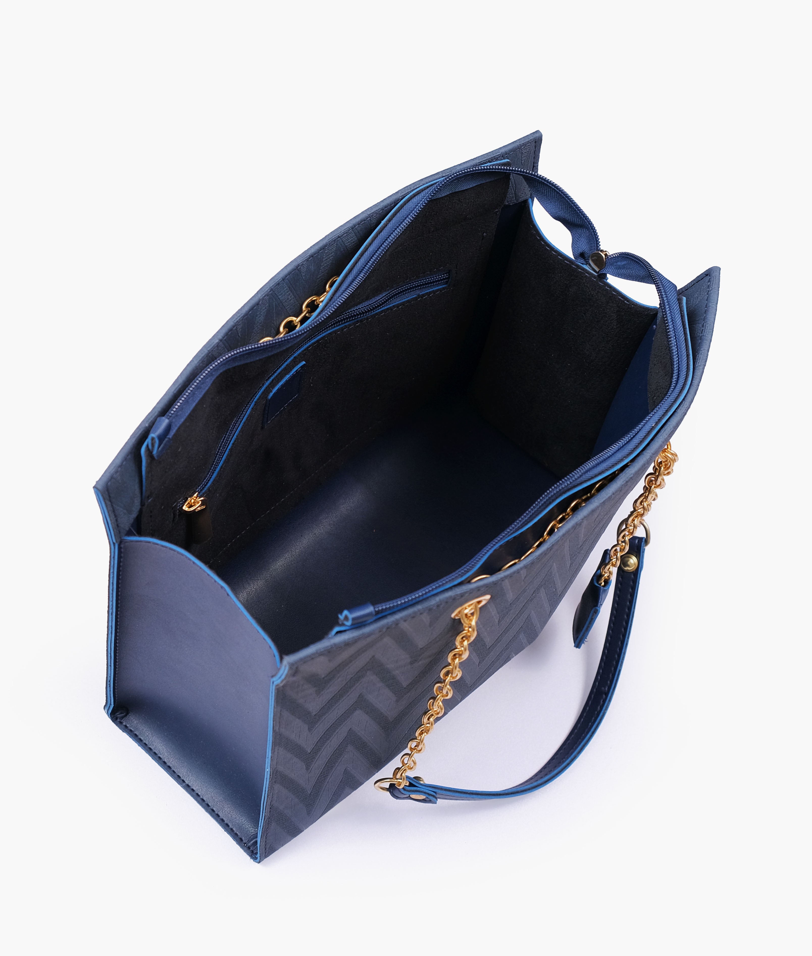 Blue zig-zag pattern tote