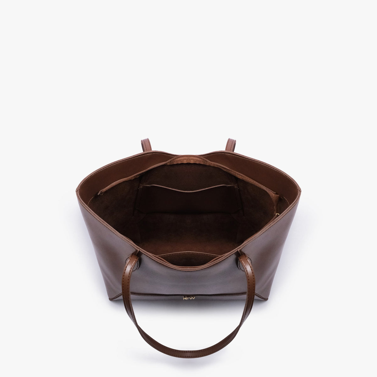 Interior view of Brown Arc tote bag