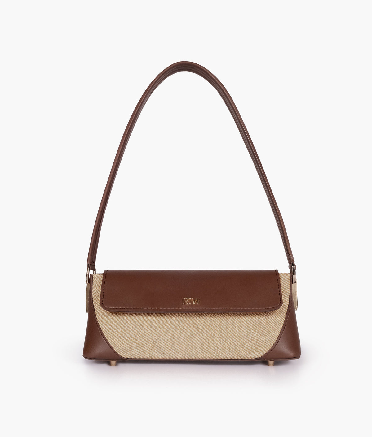 Front view of Brown baguette shoulder bag