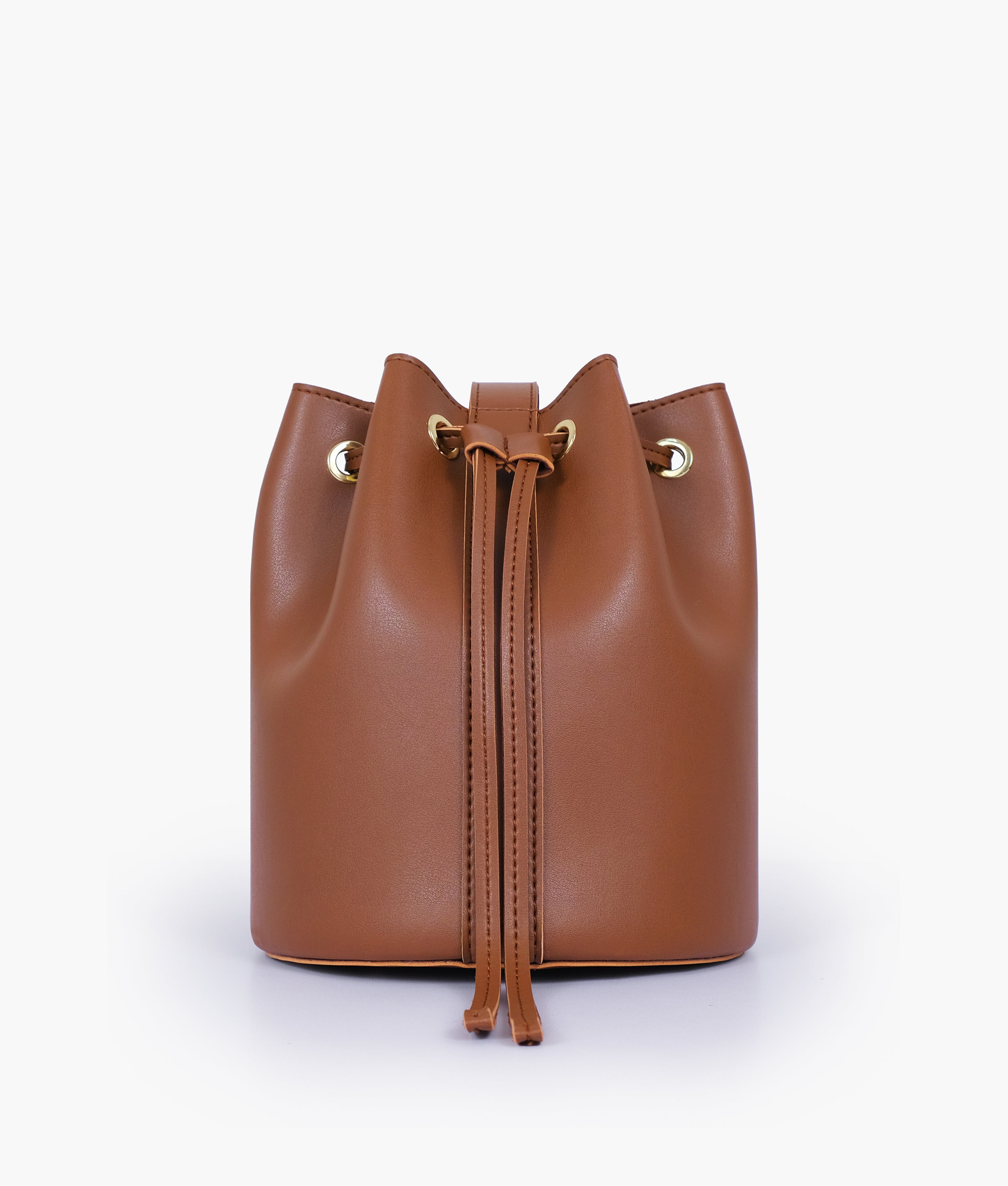 Brown loop handle bucket bag