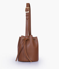 Brown loop handle bucket bag