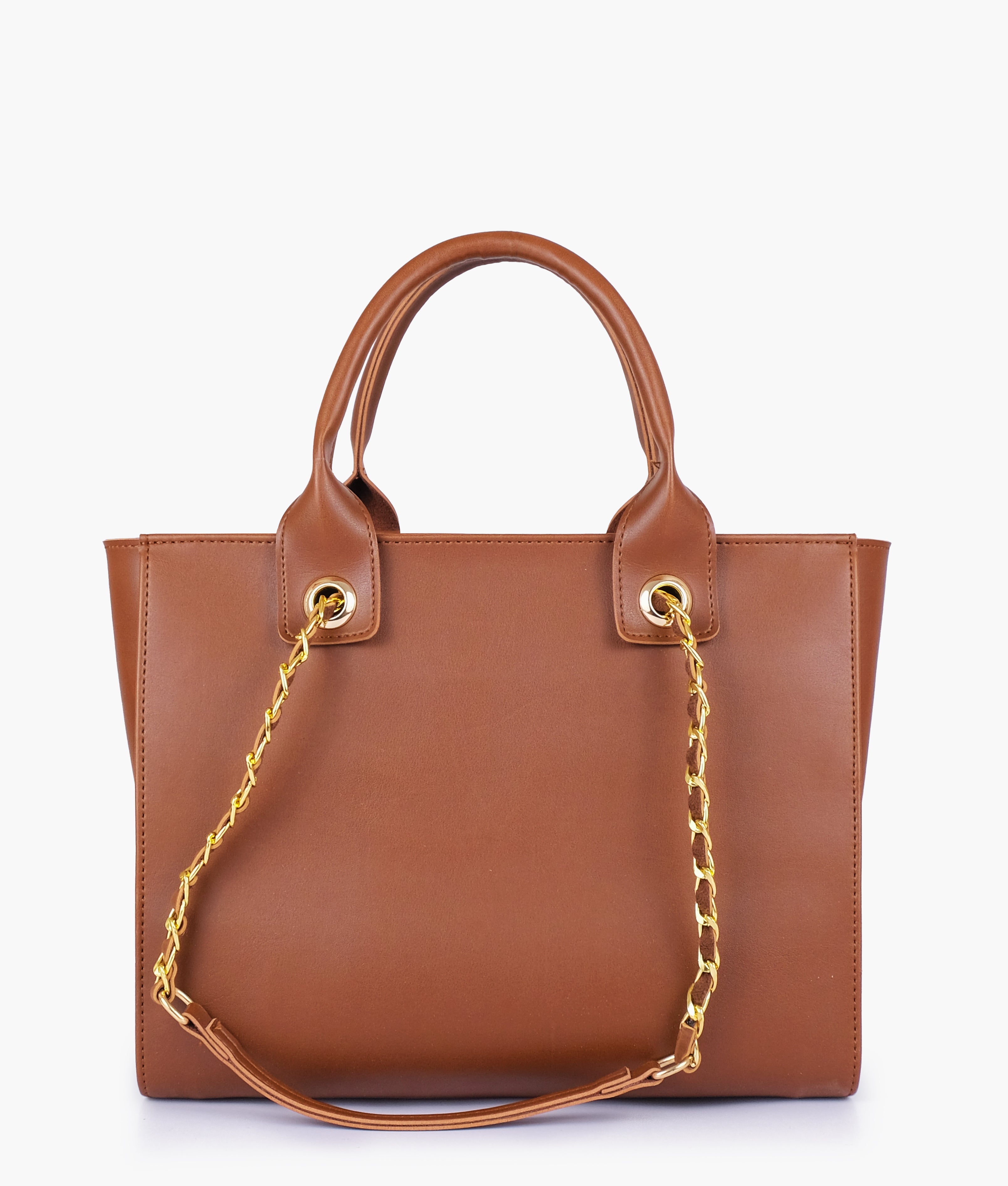 Brown chain handle tote