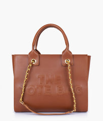 Brown chain handle tote