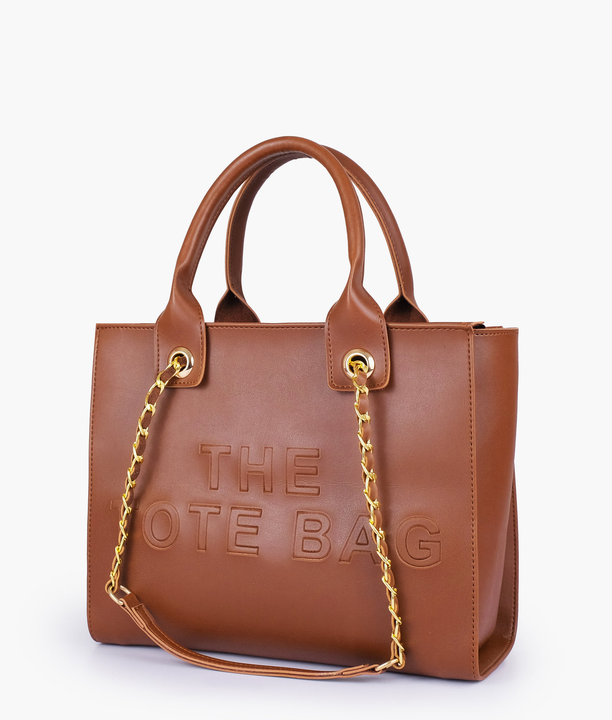 Brown chain handle tote