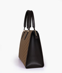 Brown checkered on-the-go handbag