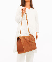 Brown on-the-go handbag