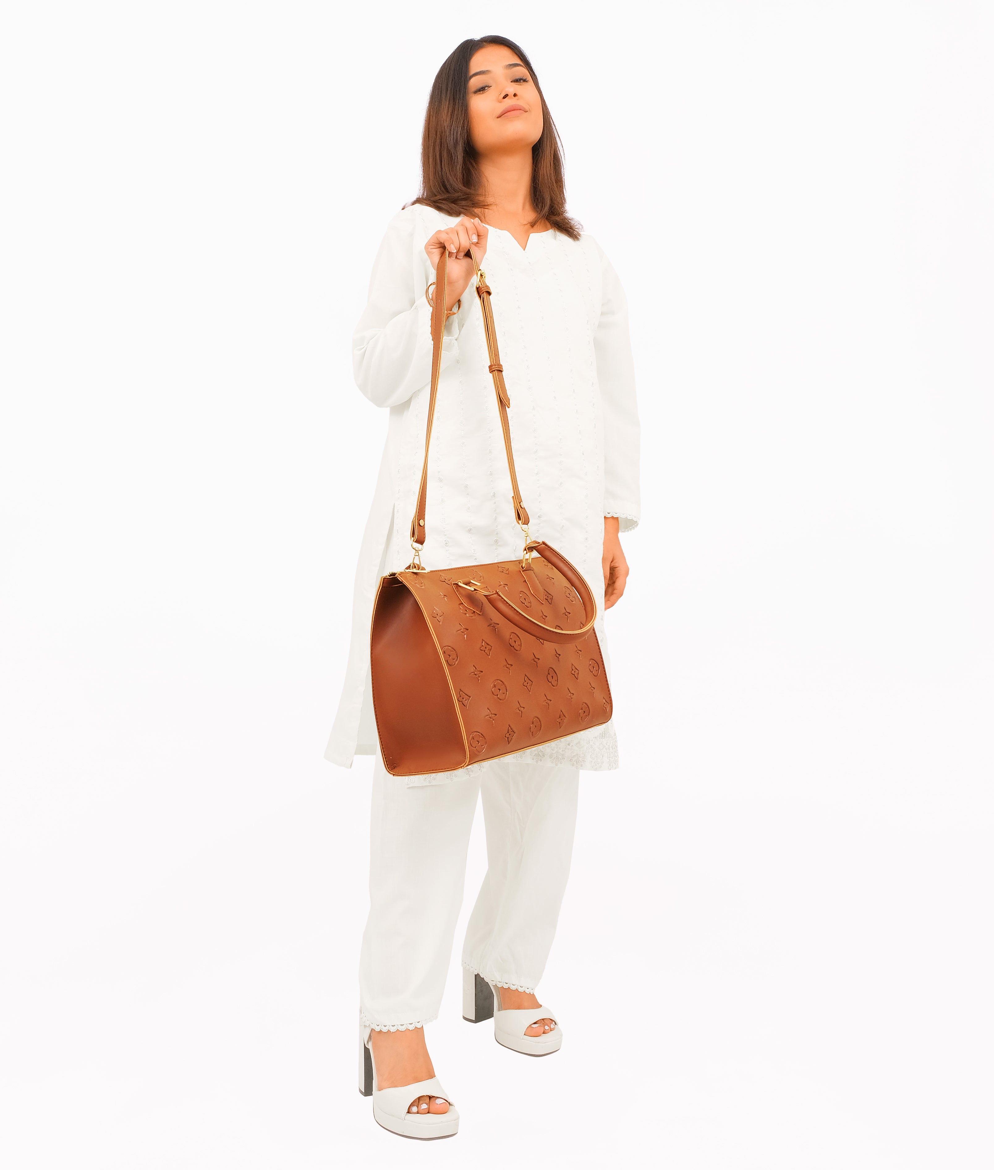 Brown on-the-go handbag