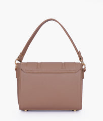 Brown compact top-handle cross-body bag