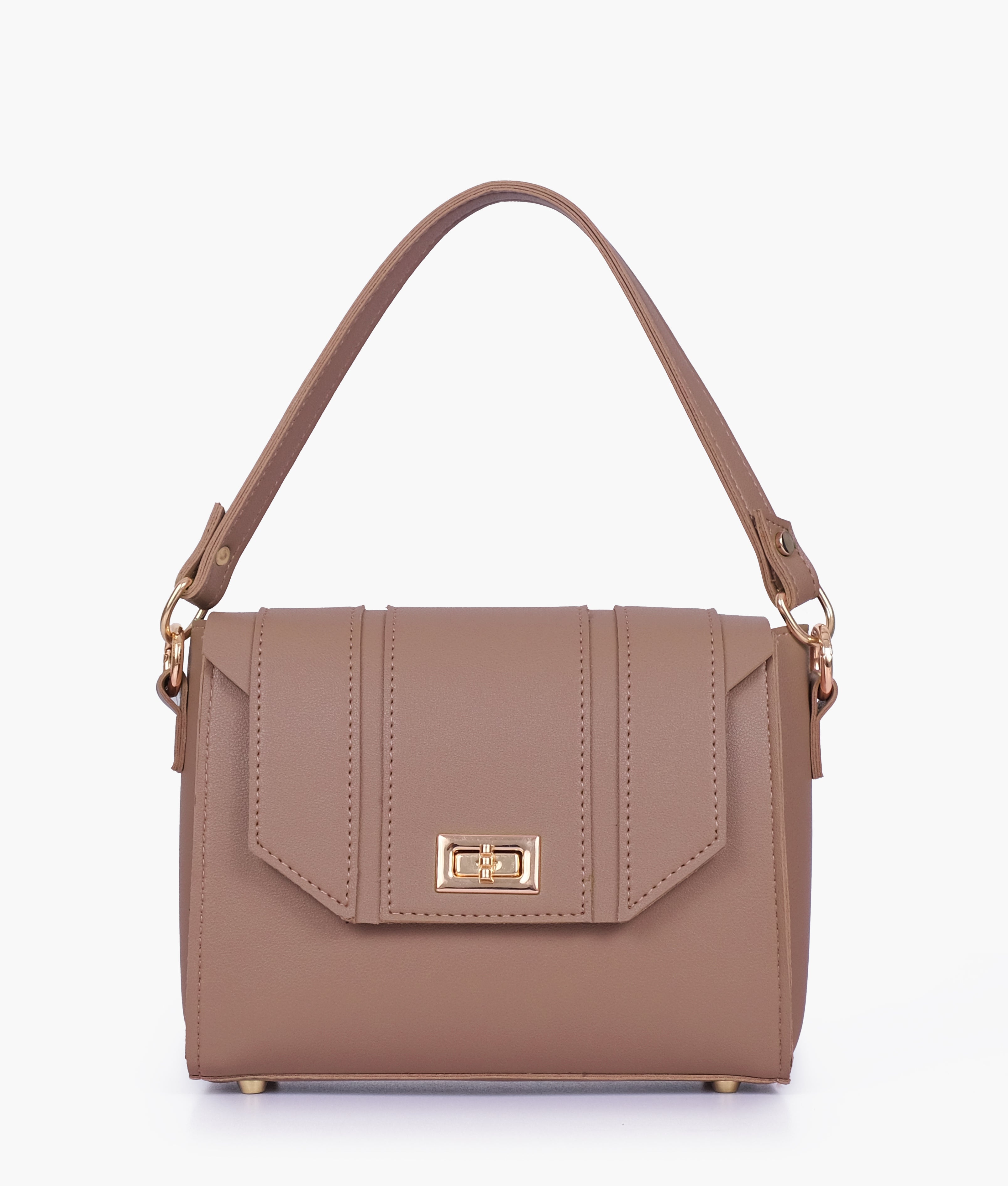 Brown compact top-handle cross-body bag