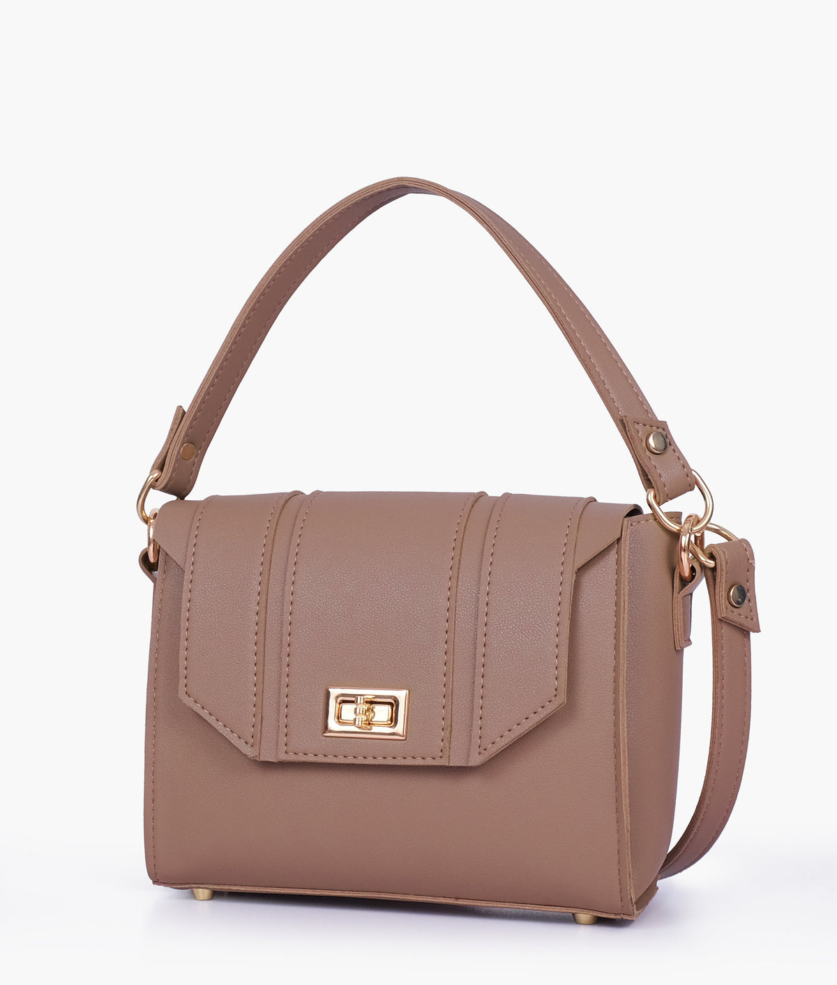 Brown compact top-handle cross-body bag