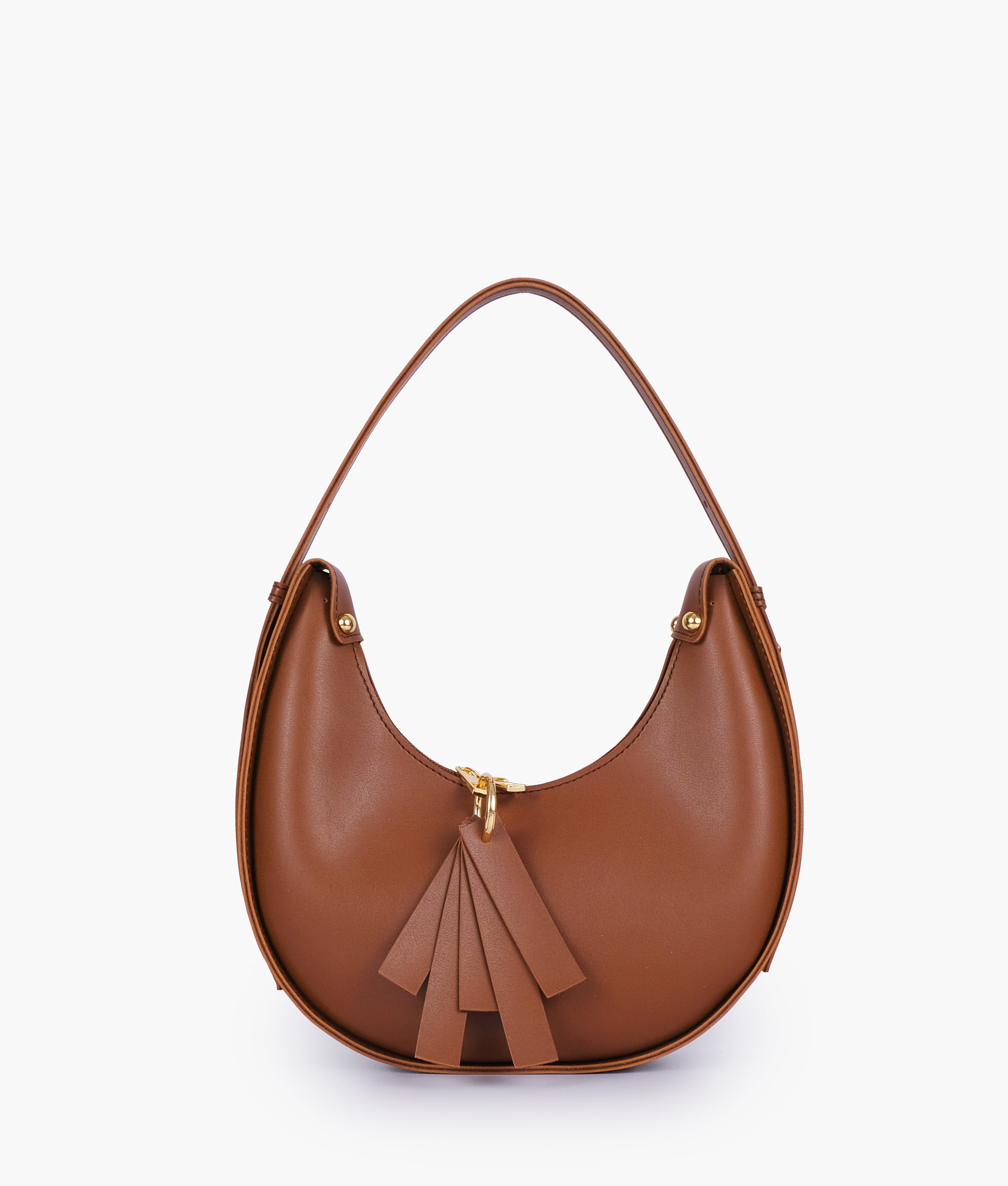 Brown crescent hobo bag