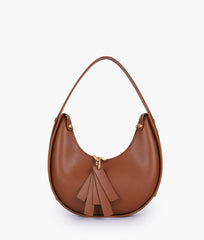 Brown crescent hobo bag