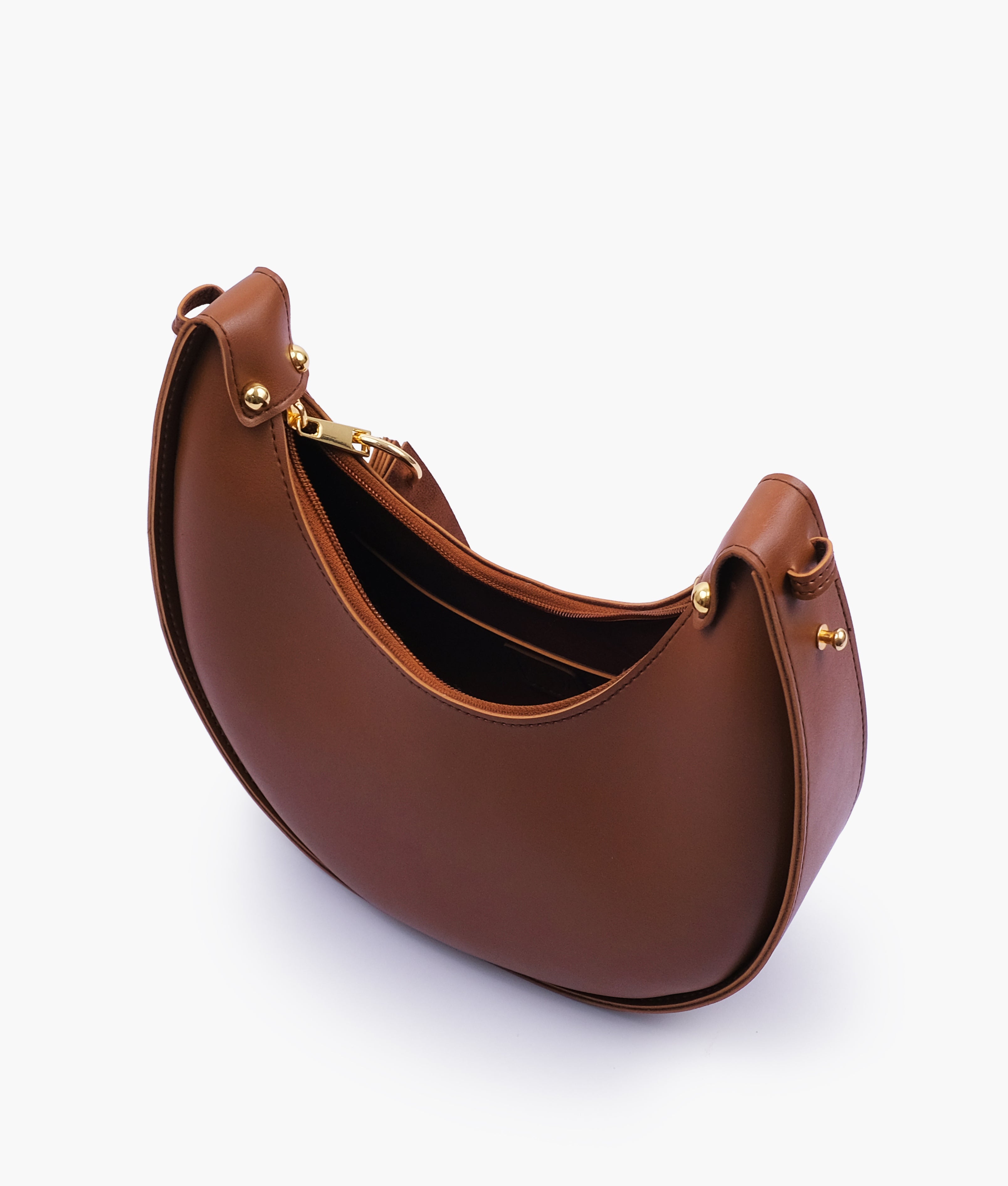 Brown crescent hobo bag