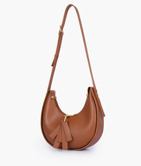 Brown crescent hobo bag