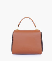 Brown criss-cross top-handle bag