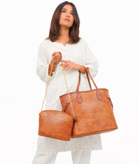 Brown crocodile neverfull two piece set