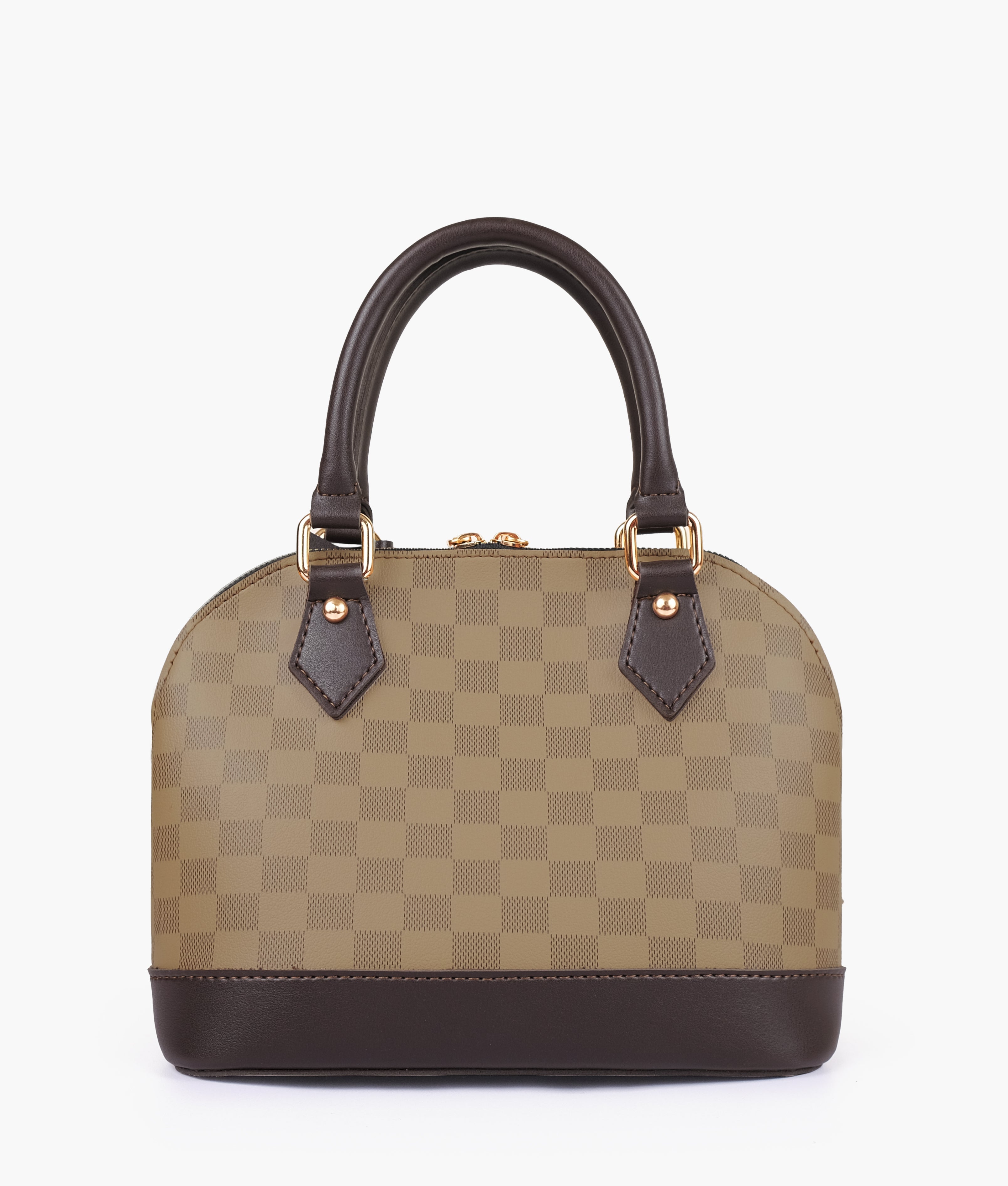 Brown dome satchel handbag