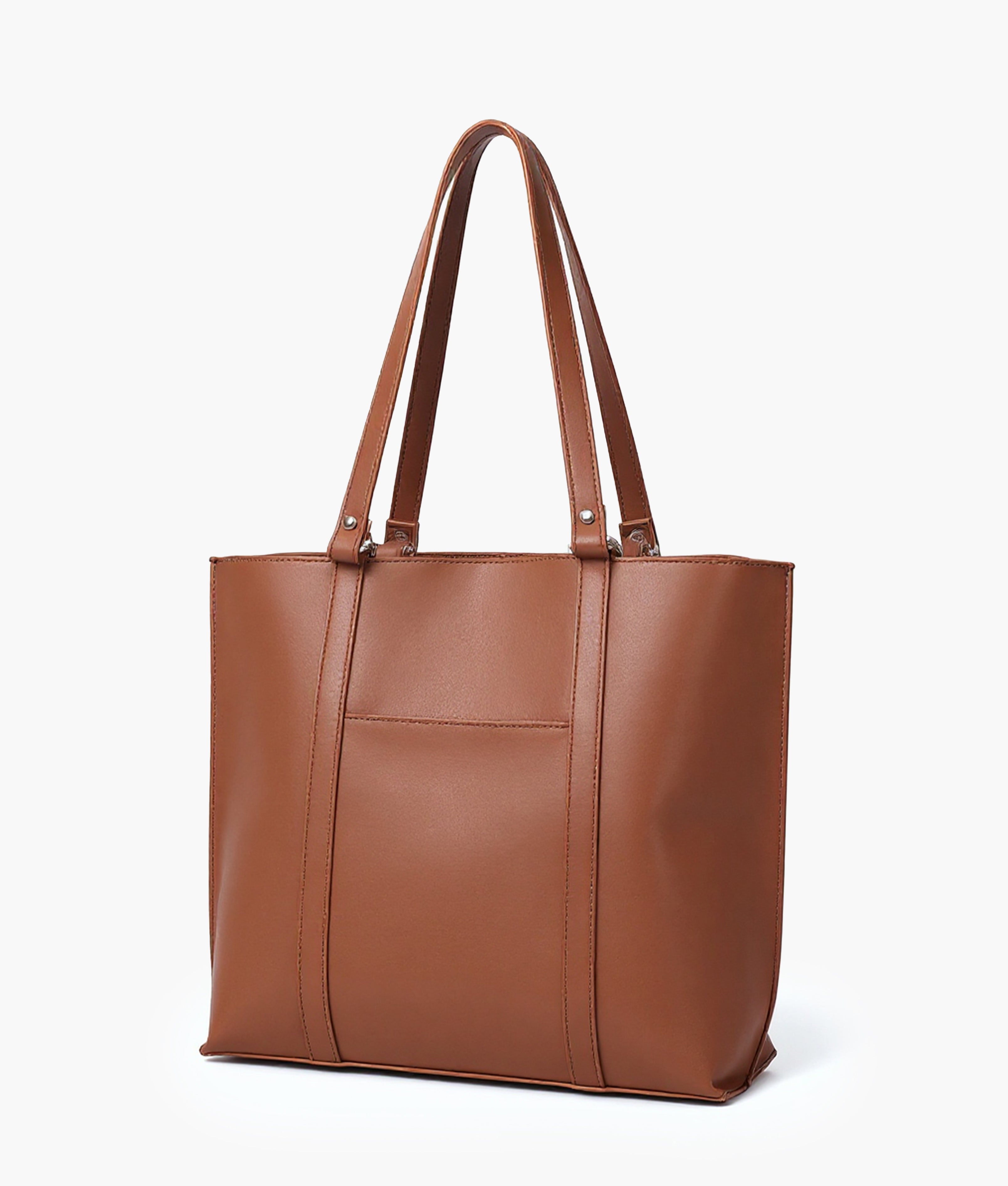 Brown double-handle tote bag