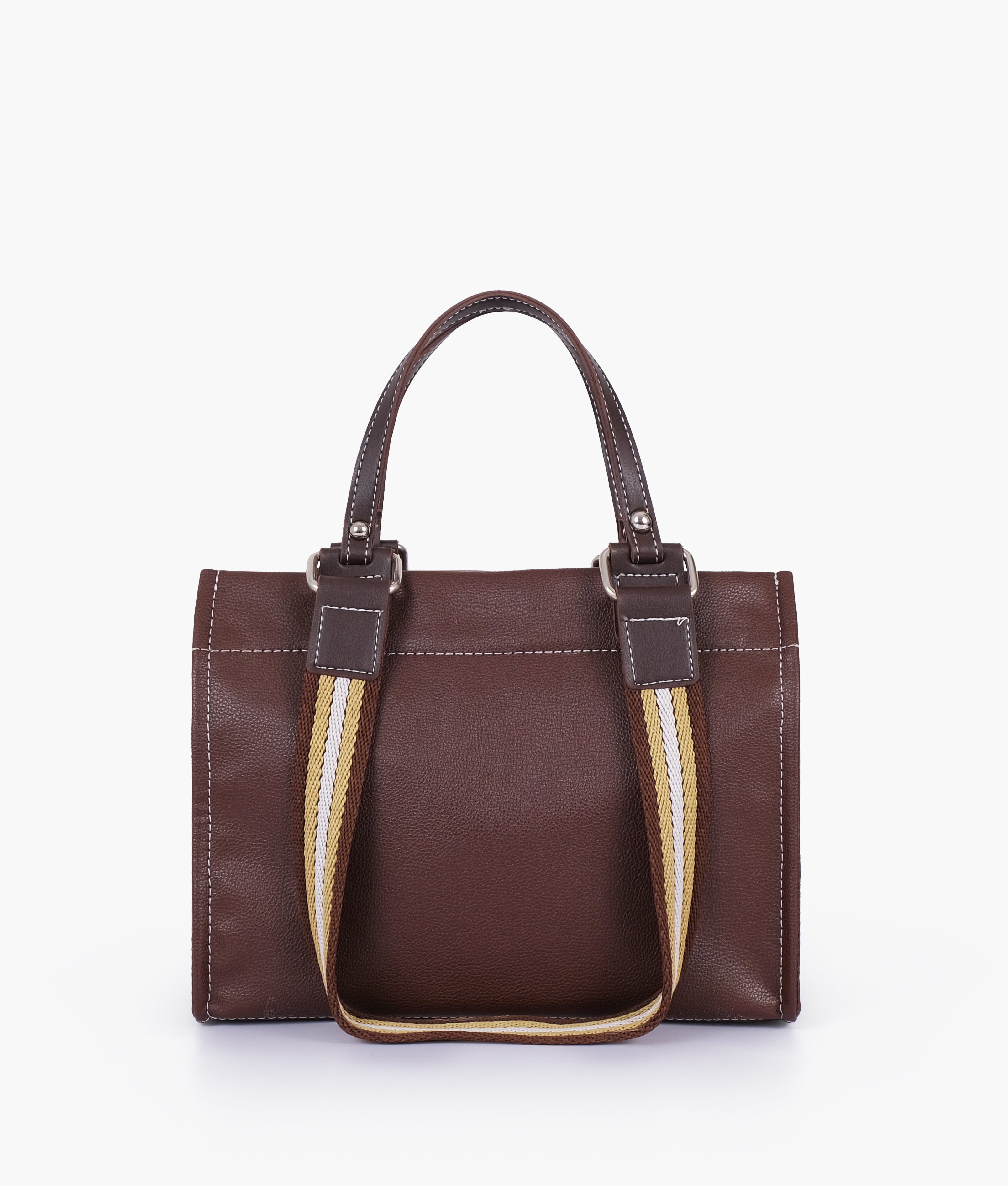 Brown dual-pocket mini tote bag