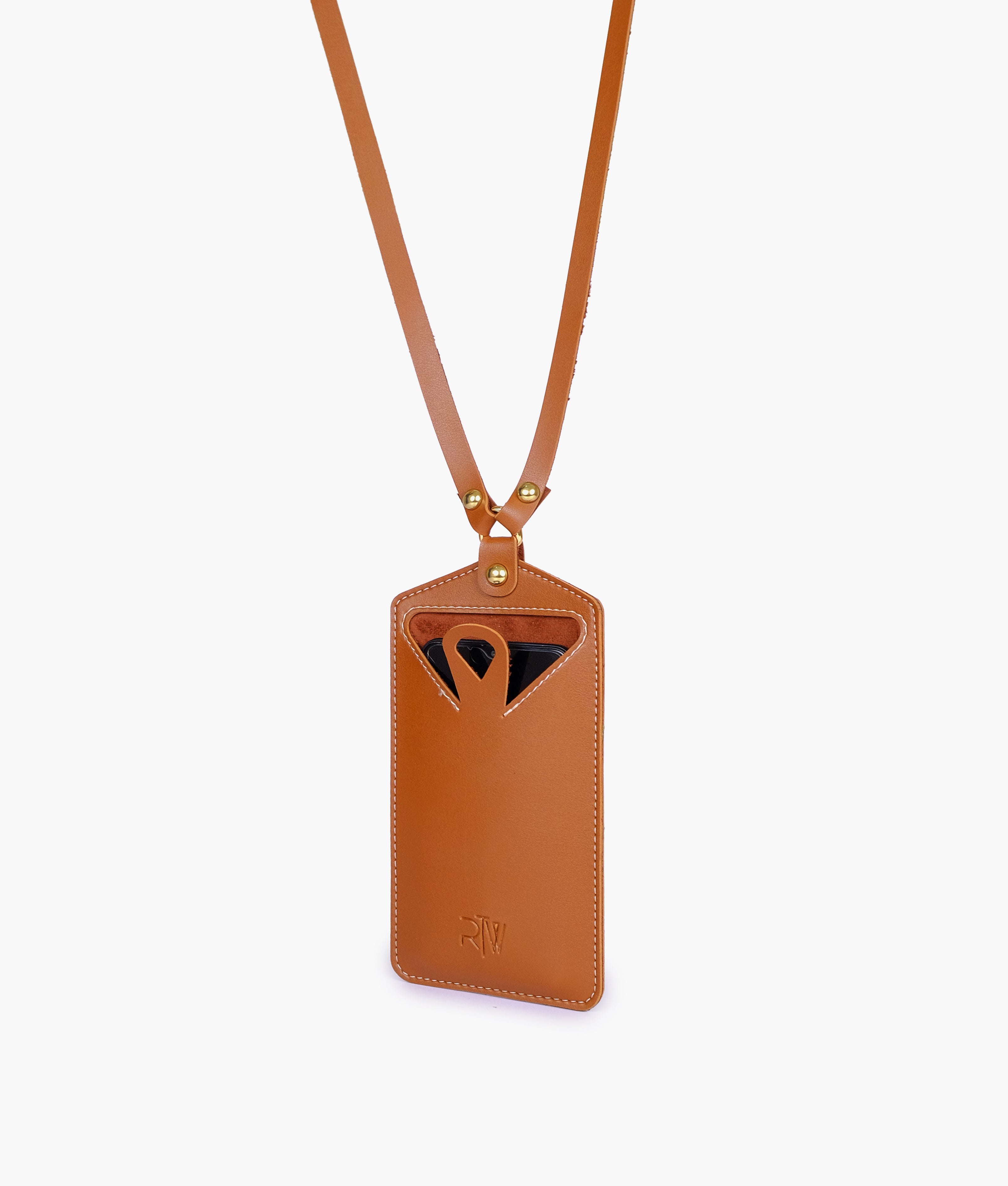 Brown easy carry mobile pouch
