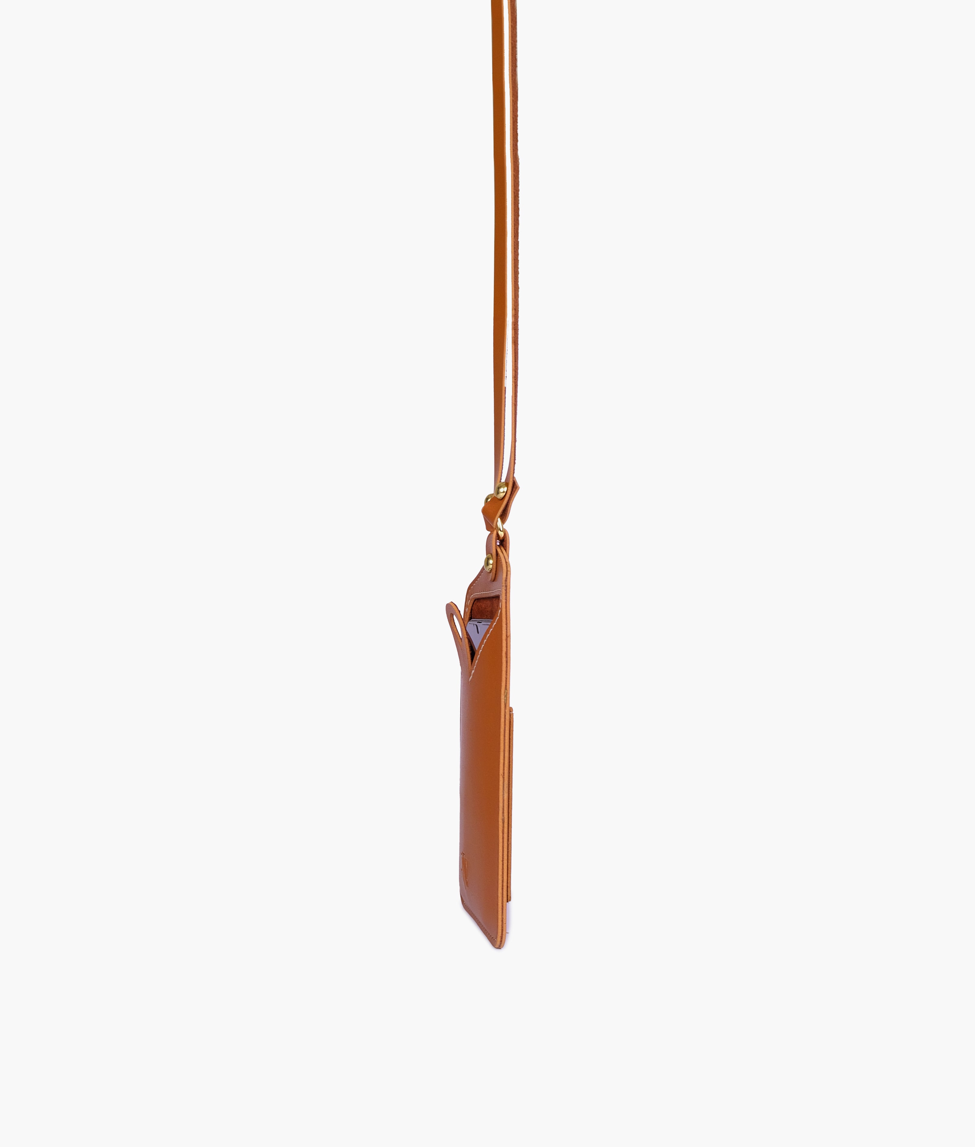 Brown easy carry mobile pouch