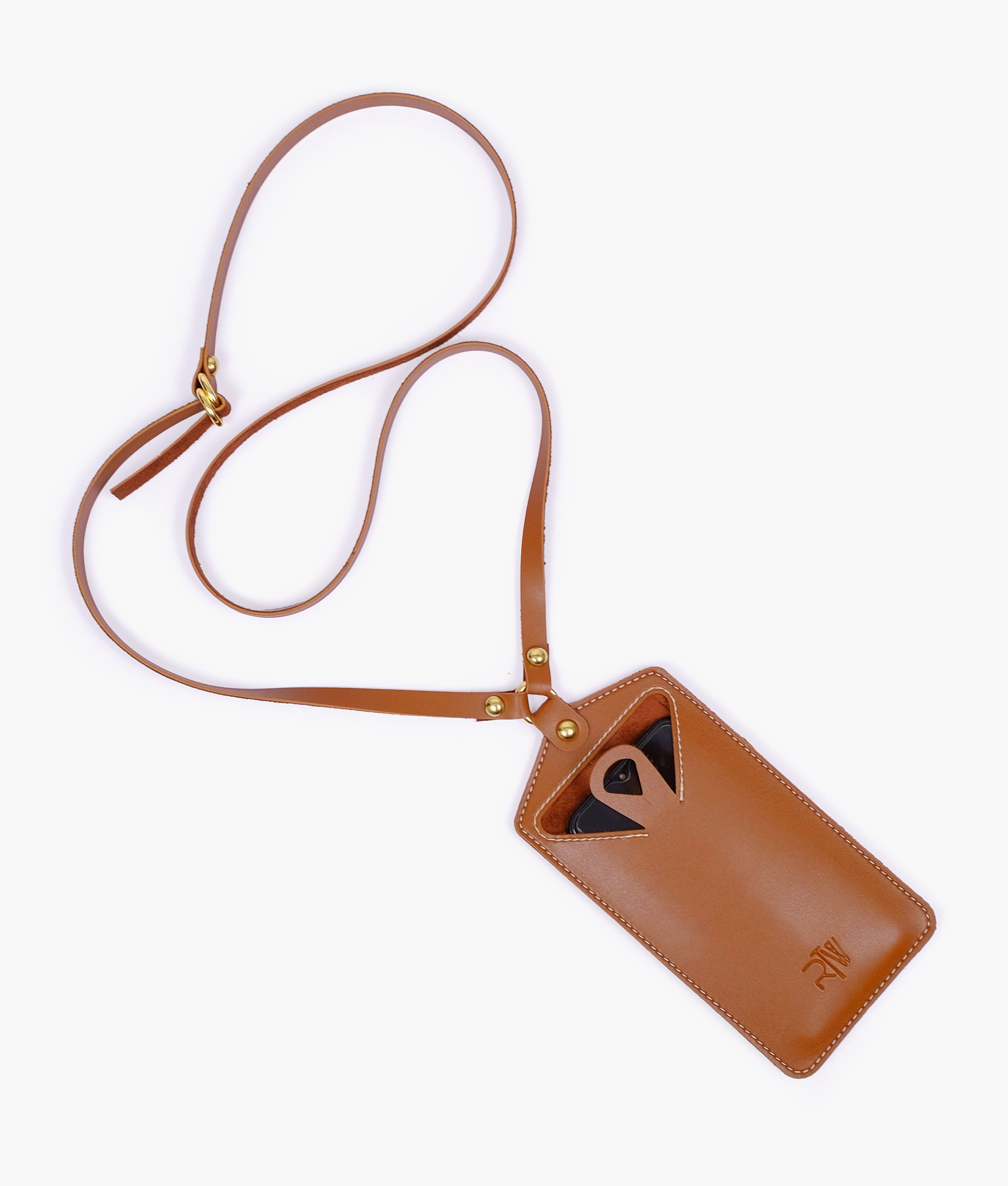 Brown easy carry mobile pouch