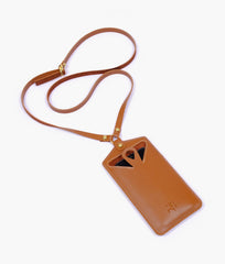 Brown easy carry mobile pouch