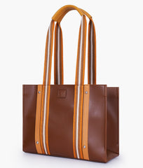 Brown long strap tote bag