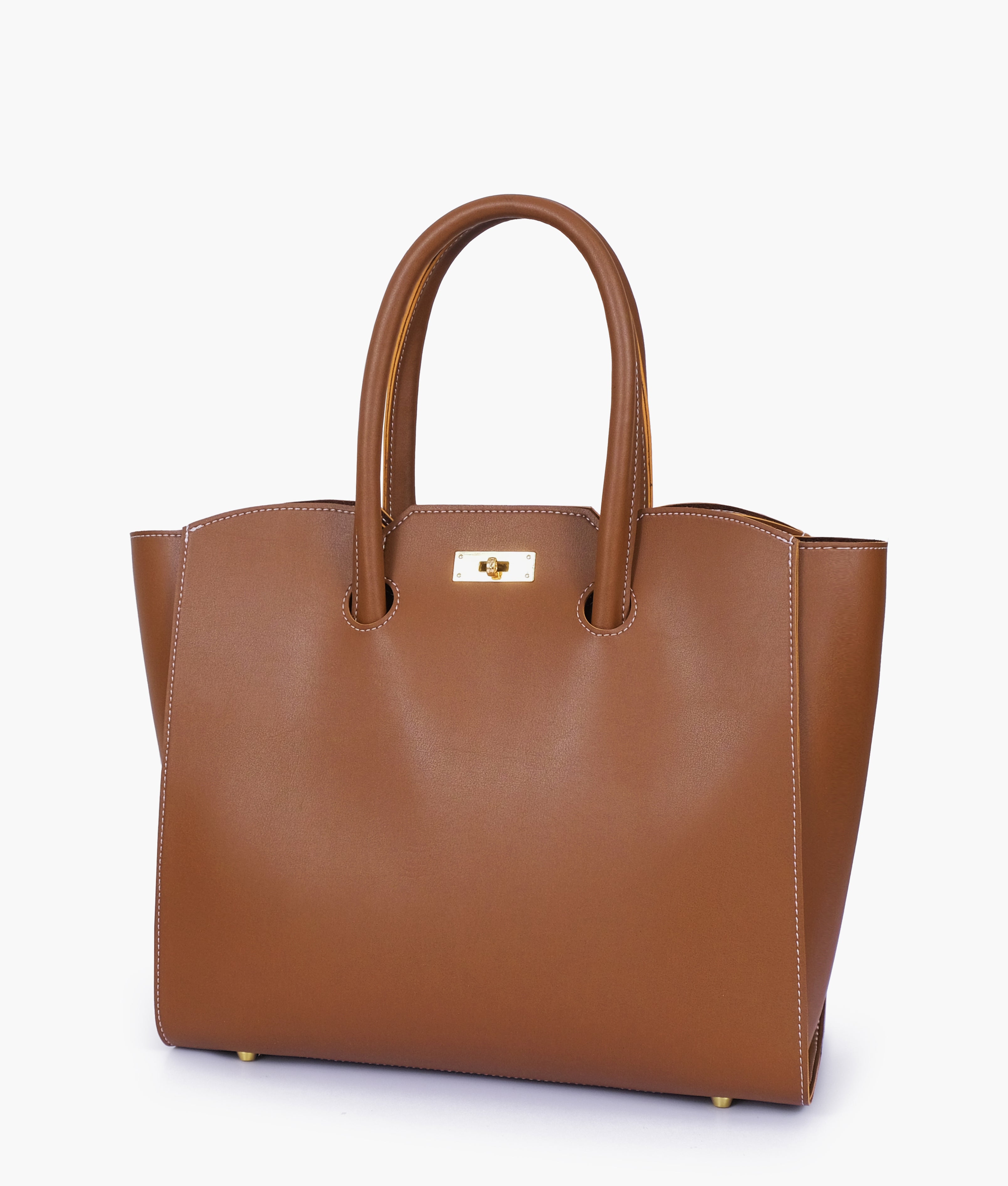 Brown tote bag with multiple compartments