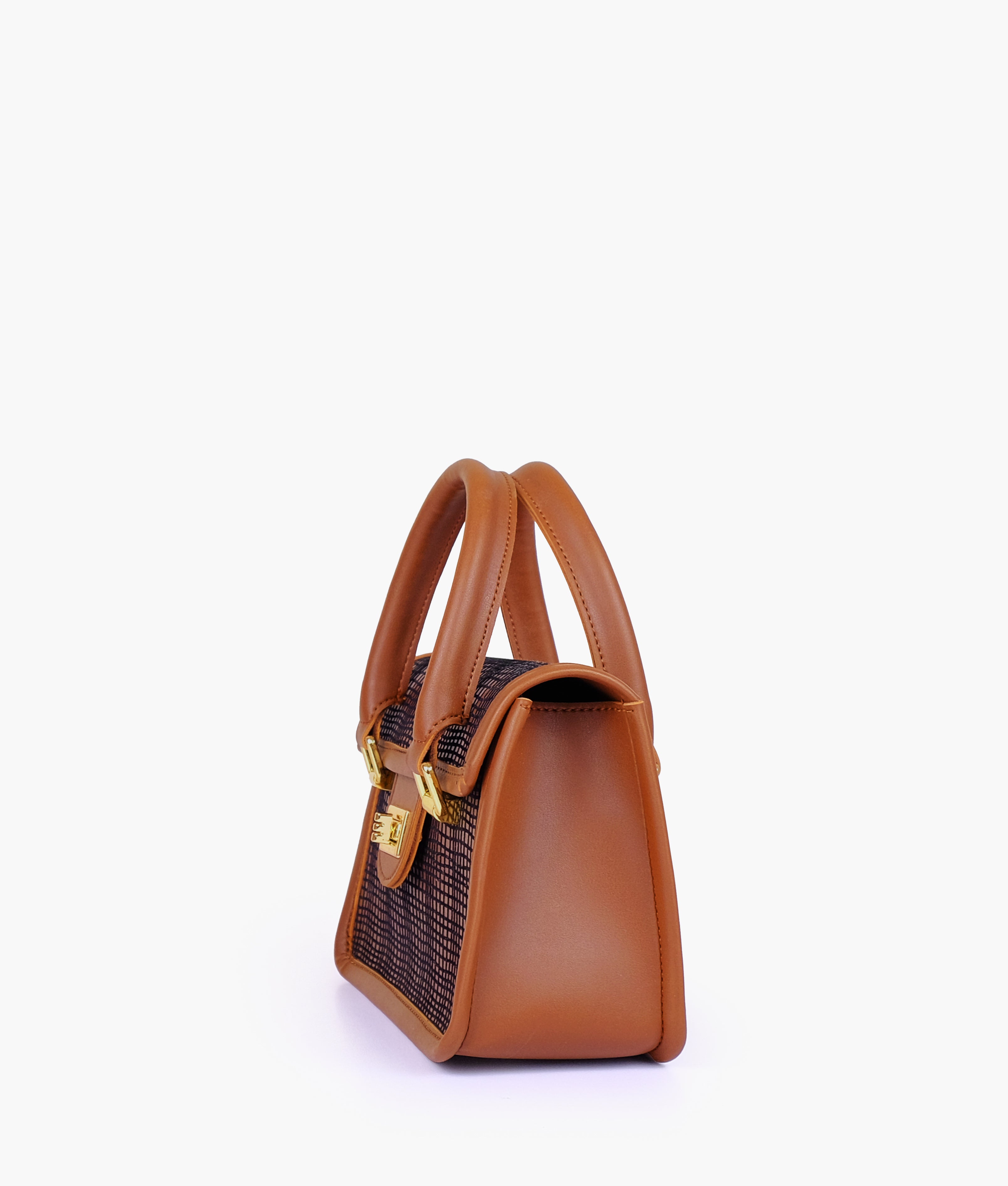 Brown patterned cross-body with flap