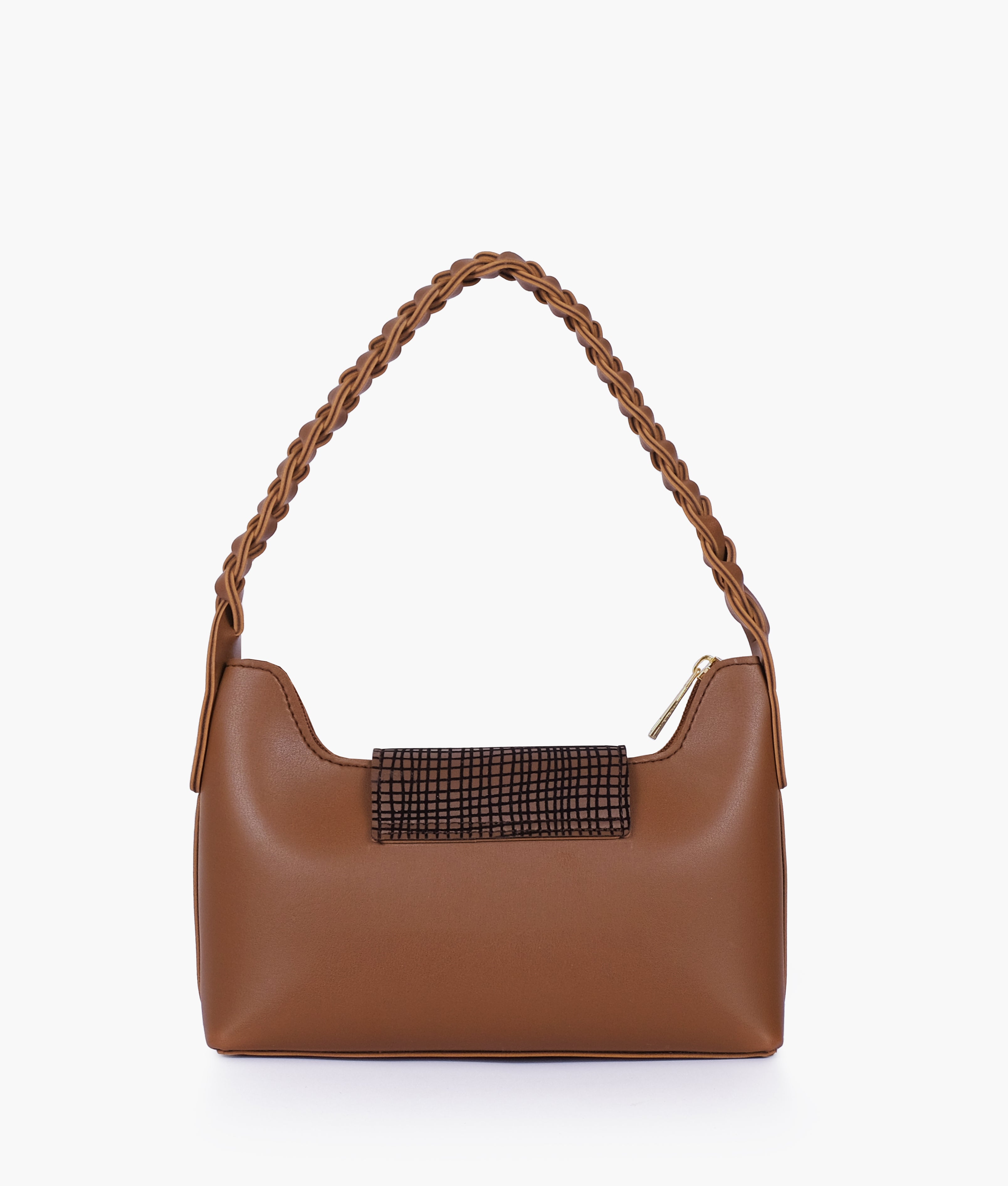 Brown purse with braided strap