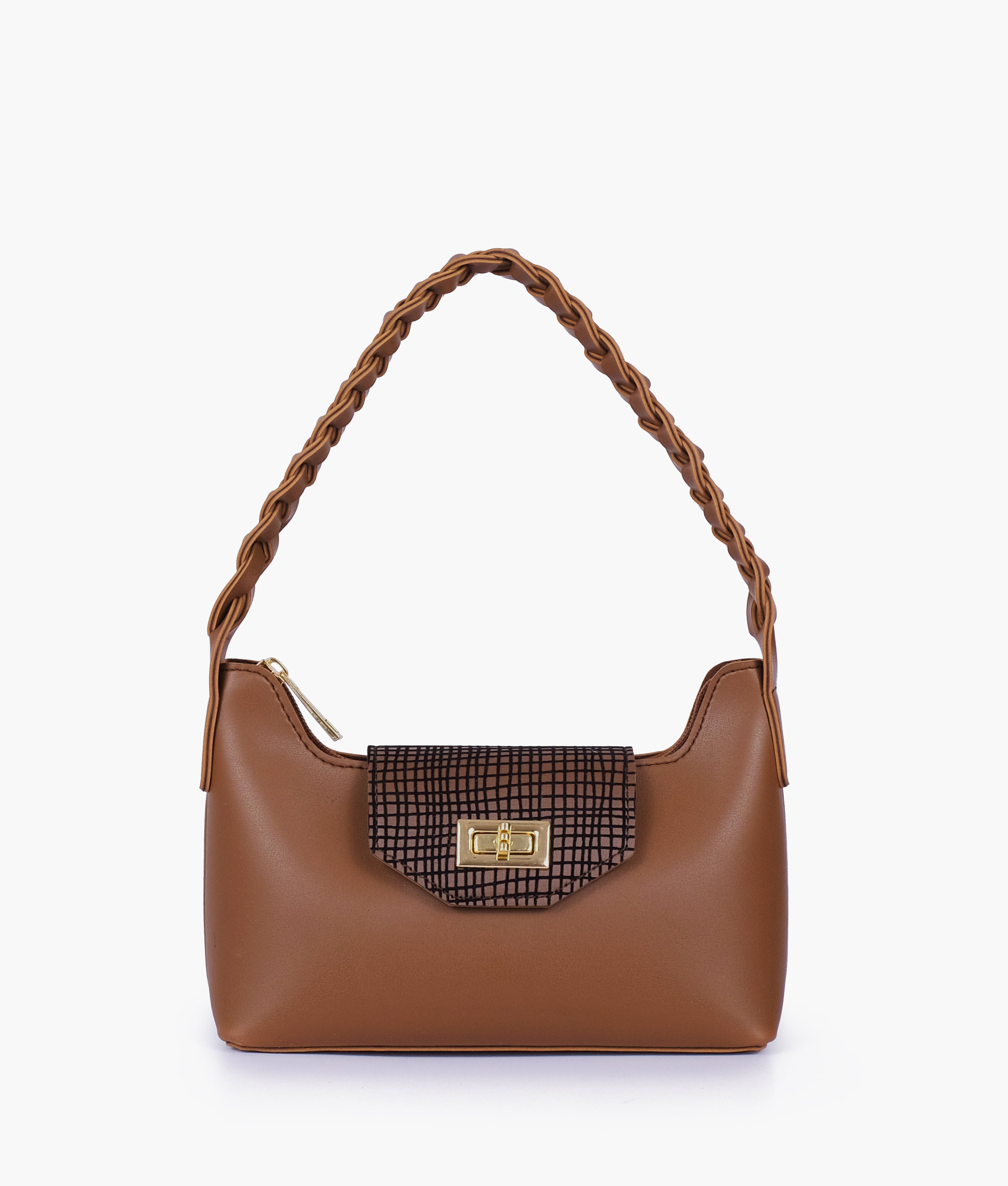 Brown purse with braided strap