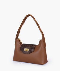 Brown purse with braided strap