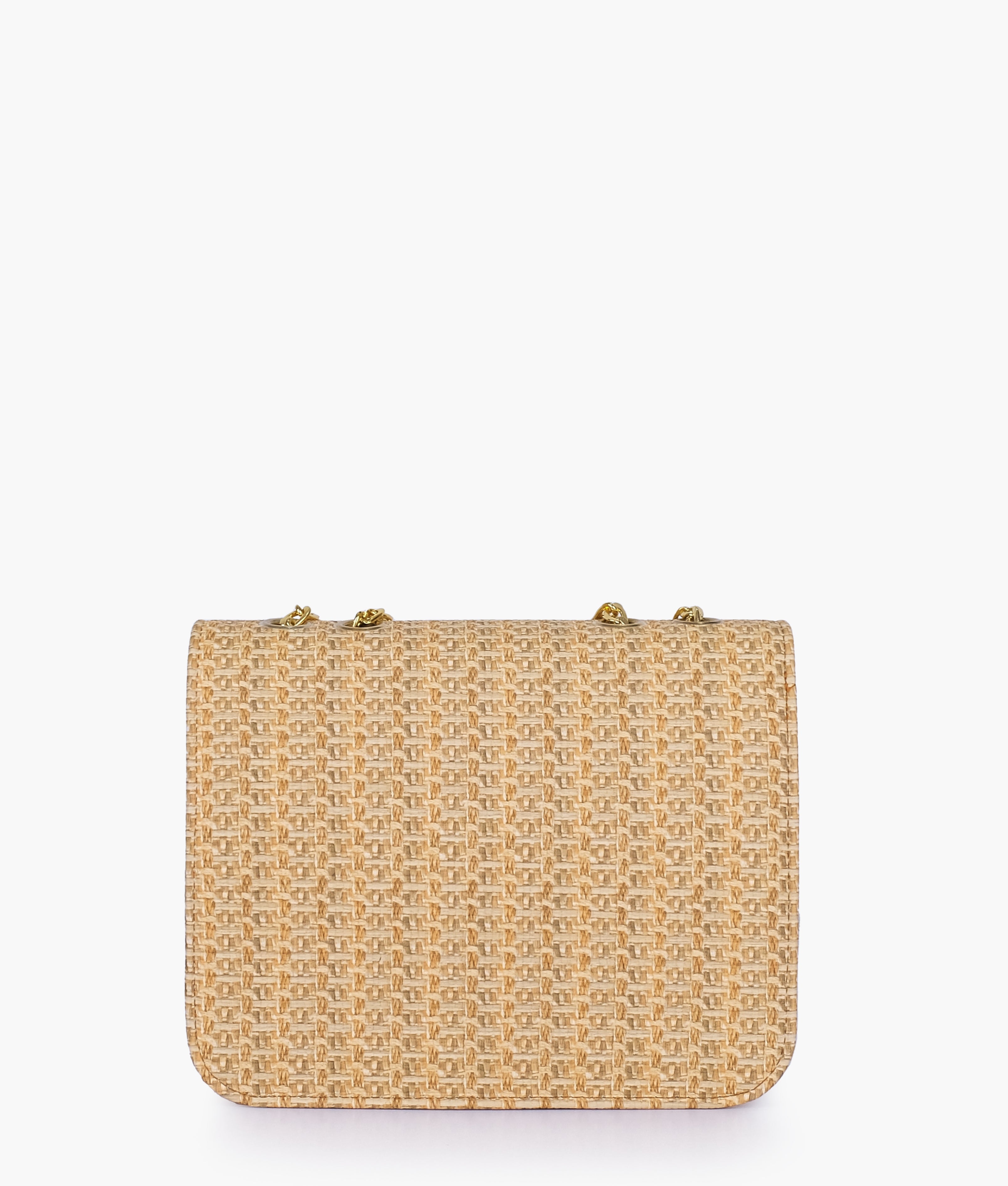 Brown woven chain cross-body bag