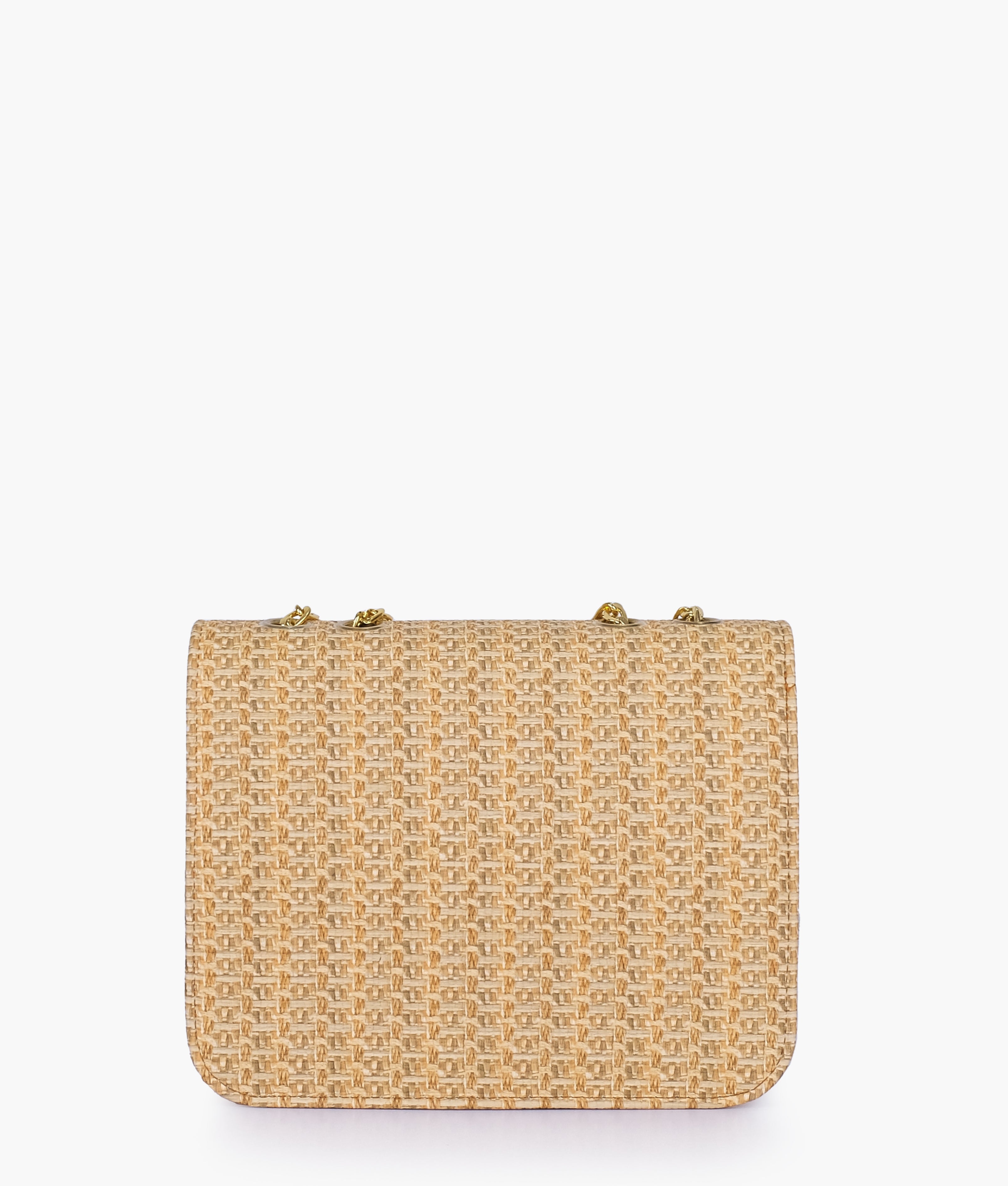 Brown woven chain cross-body bag