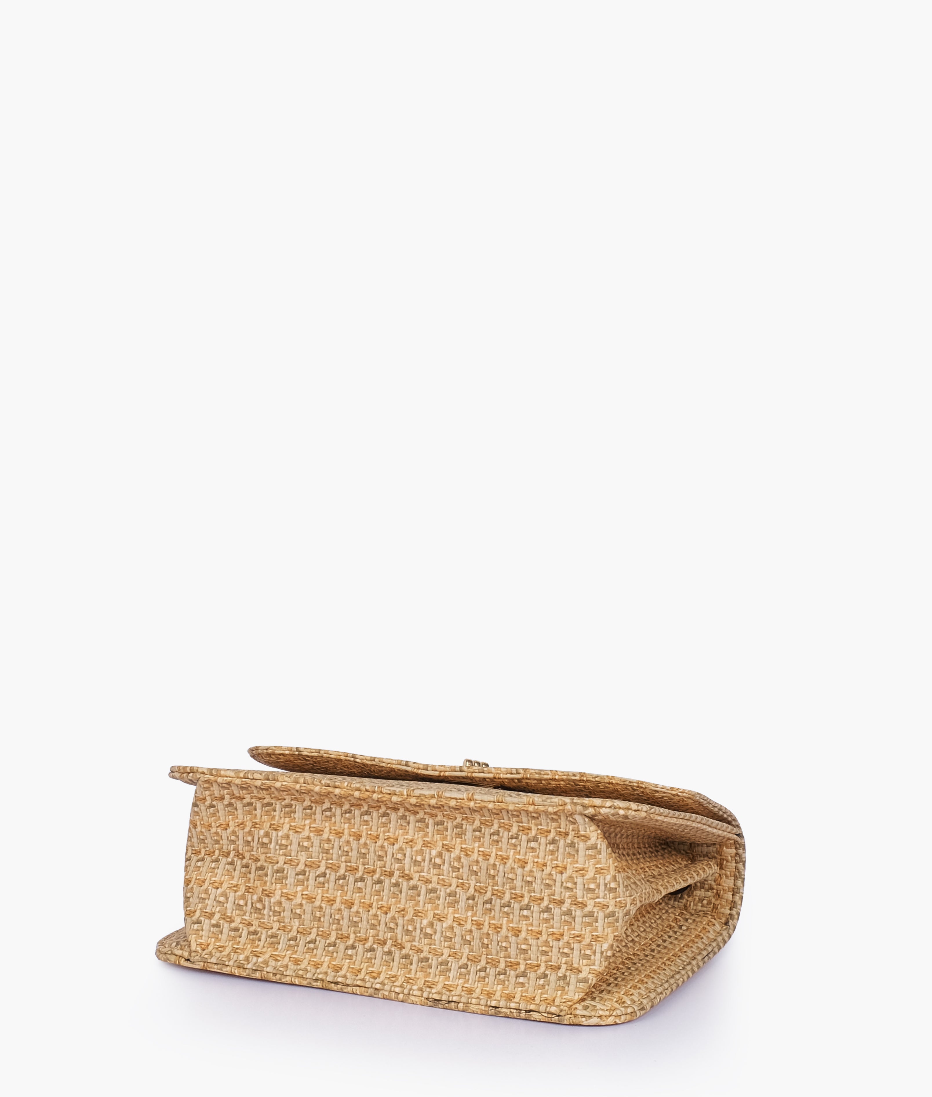 Brown woven chain cross-body bag