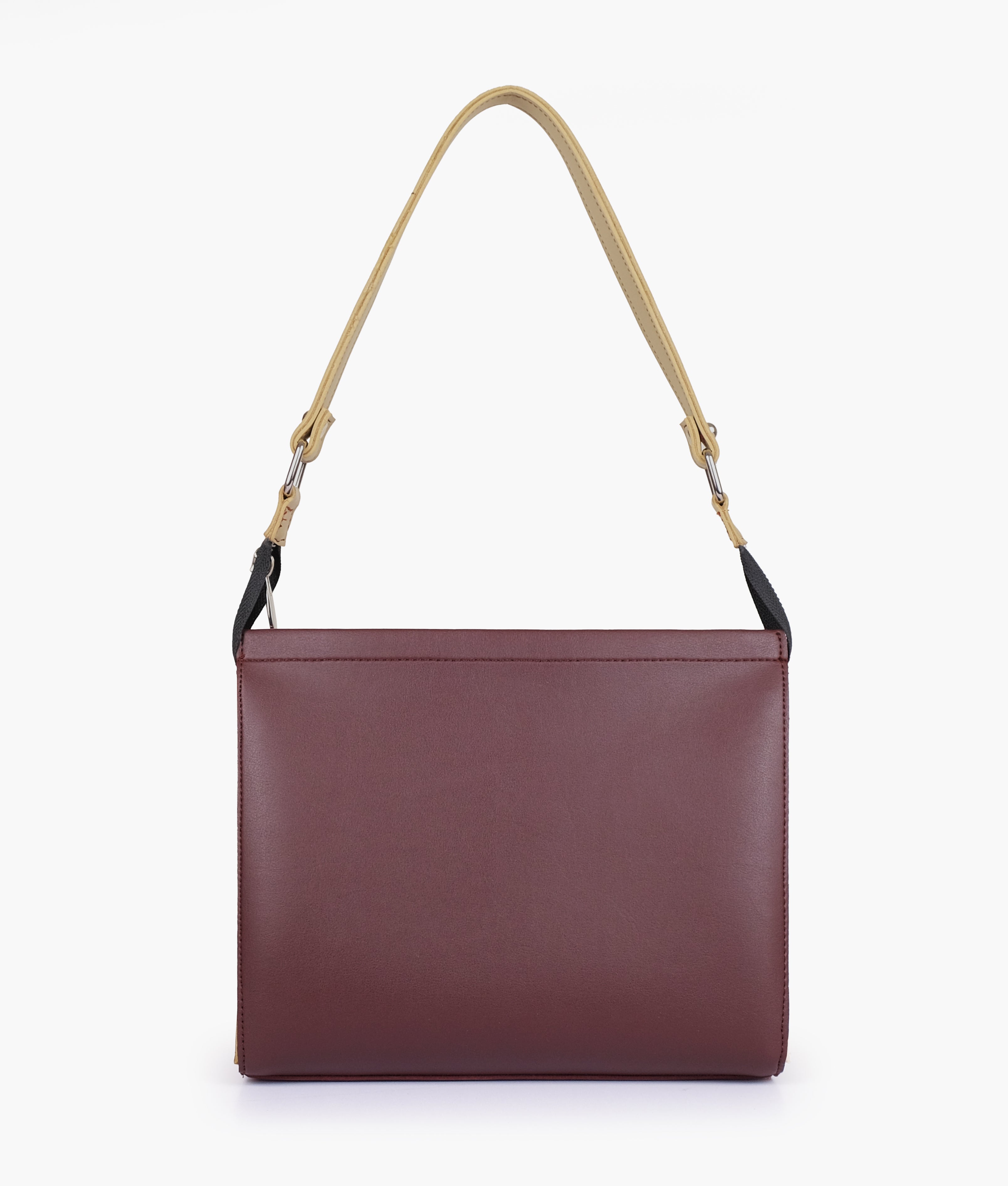 Burgundy and off-white trio twist handbag