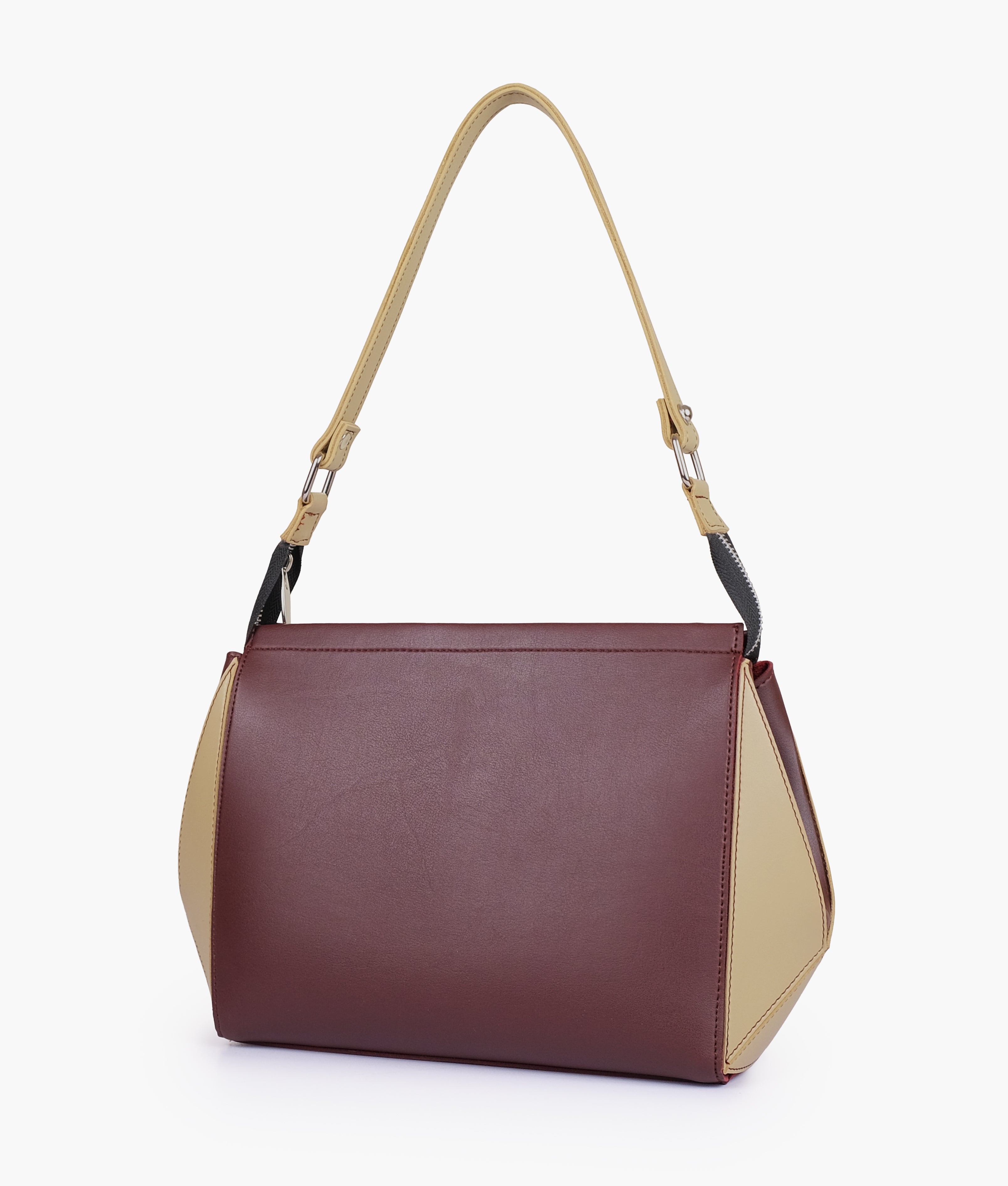 Burgundy and off-white trio twist handbag