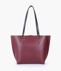 Burgundy centre-stripe tote bag