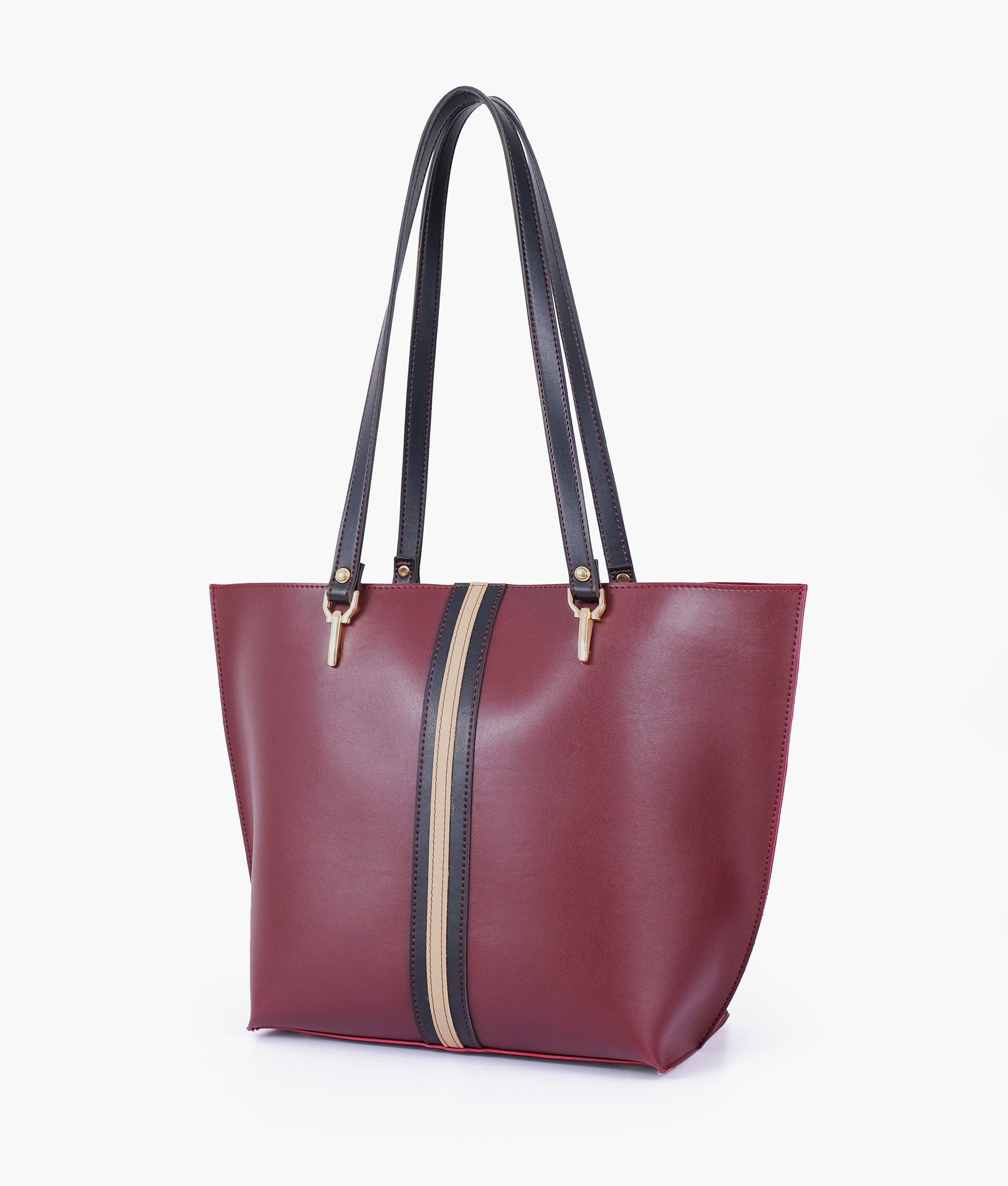 Burgundy centre-stripe tote bag