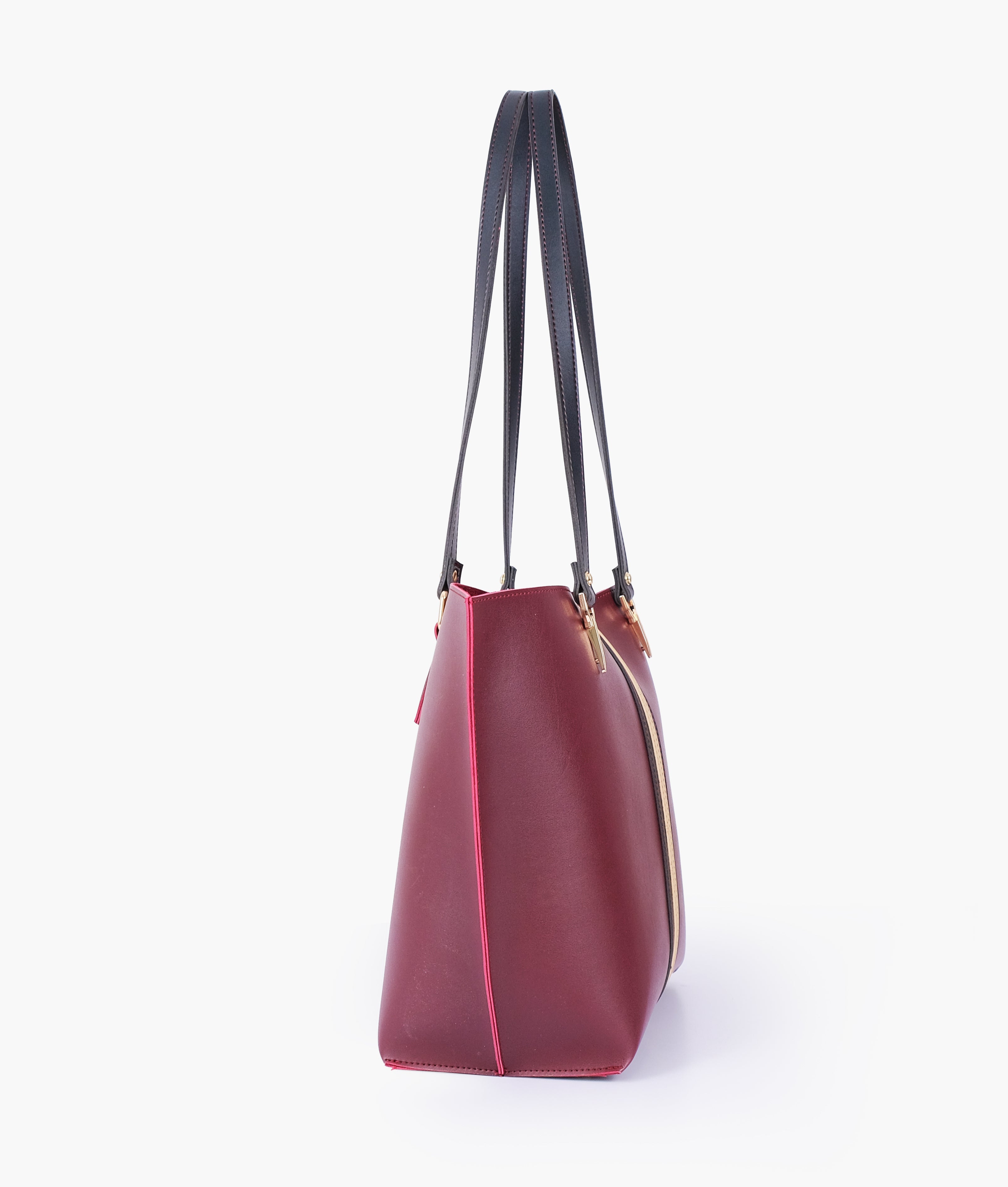 Burgundy centre-stripe tote bag