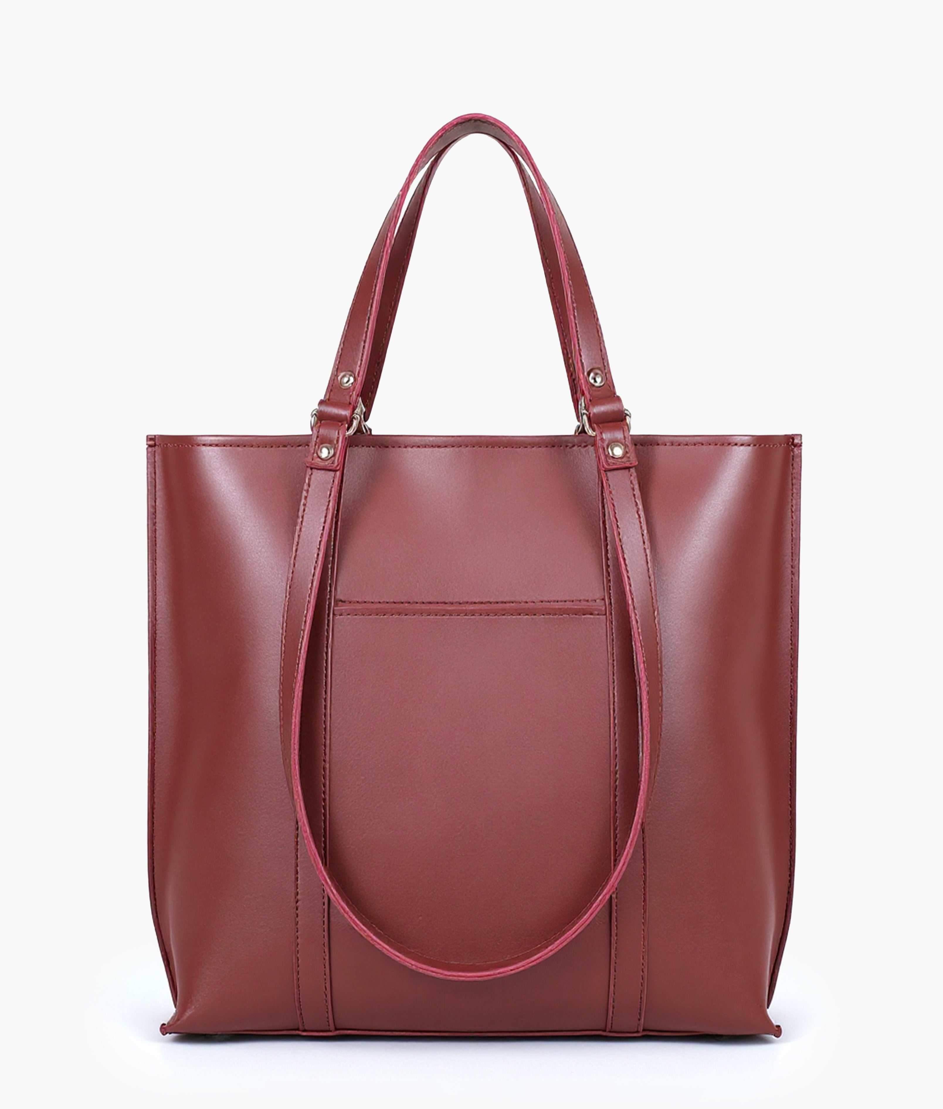 Burgundy double-handle tote bag