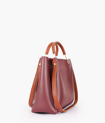 Burgundy metal handle tote bag